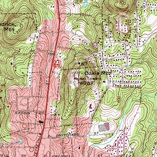 Topographic Map of WCSE-FM (Asheboro), NC