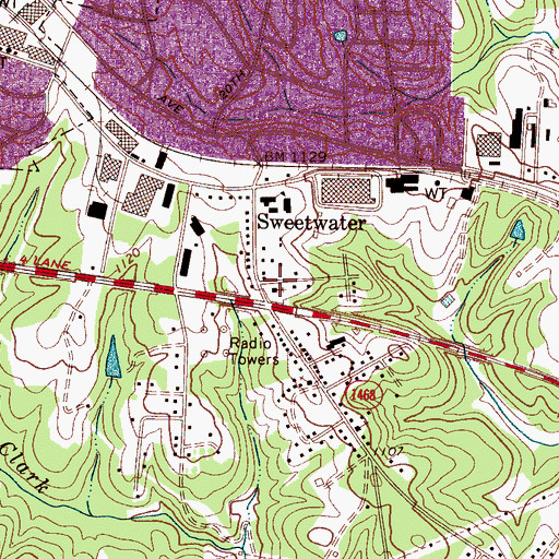 Topographic Map of WHKY-FM (Hickory), NC