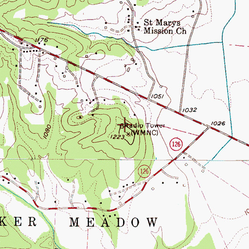 Topographic Map of WQXX-FM (Morganton), NC