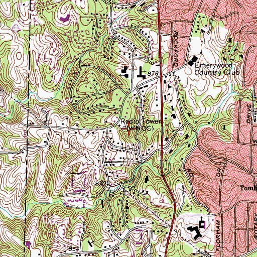 Topographic Map of WGLD-FM (High Point), NC