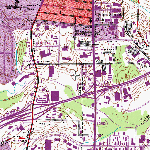 Topographic Map of WRQK-FM (Greensboro), NC