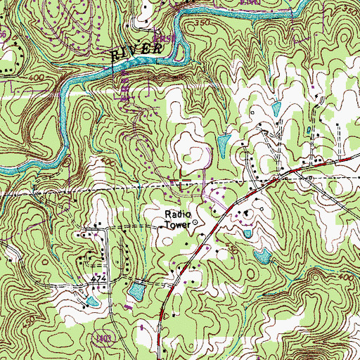 Topographic Map of WDBS-FM (Durham), NC