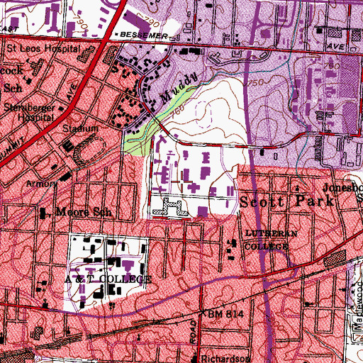 Topographic Map of WNAA-FM (Greensboro), NC