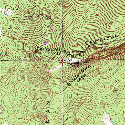 Topographic Map of WTQR-FM (Winston-Salem), NC