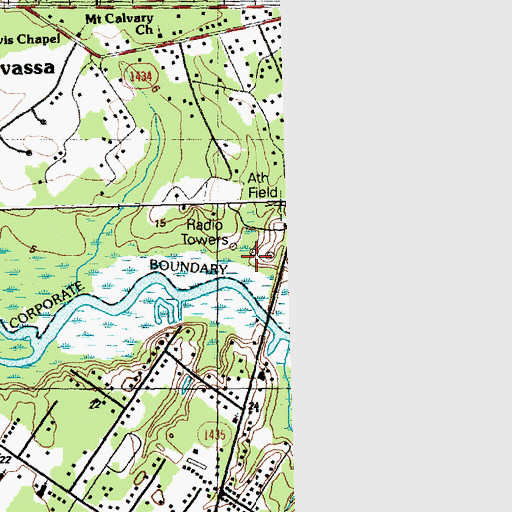 Topographic Map of WKLM-AM (Leland), NC