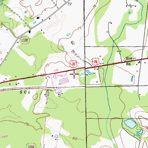 Topographic Map of WWKO-AM (Fair Bluff), NC