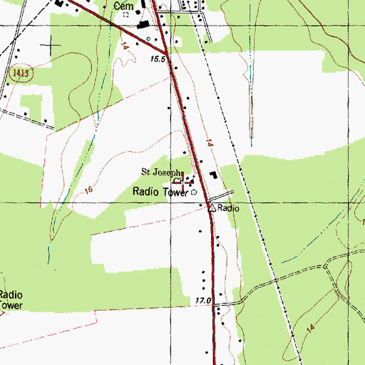 Topographic Map of WVBS-AM (Burgaw), NC