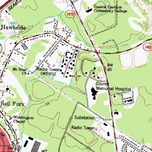 Topographic Map of WIIZ-AM (Jacksonville), NC