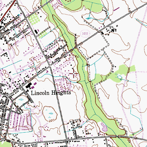 Topographic Map of WLNC-AM (Laurinburg), NC