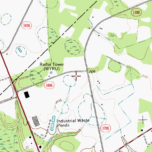 Topographic Map of WYRU-AM (Red Springs), NC