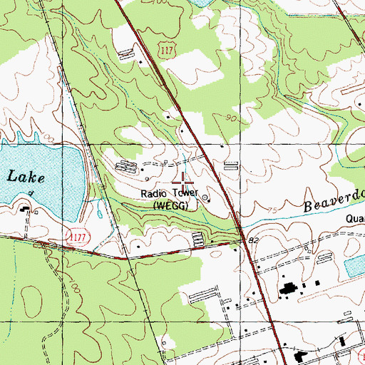 Topographic Map of WEGG-AM (Rose Hill), NC