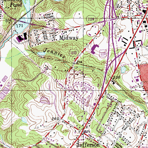 Topographic Map of WLWL-AM (Rockingham), NC