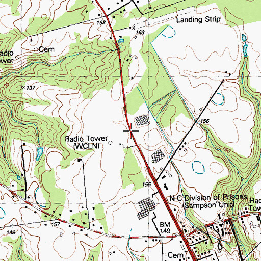 Topographic Map of WCLN-AM (Clinton), NC