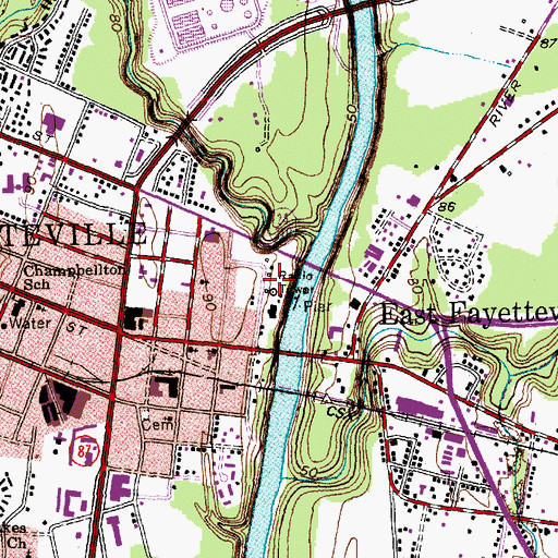 Topographic Map of WIDU-AM (Fayetteville), NC