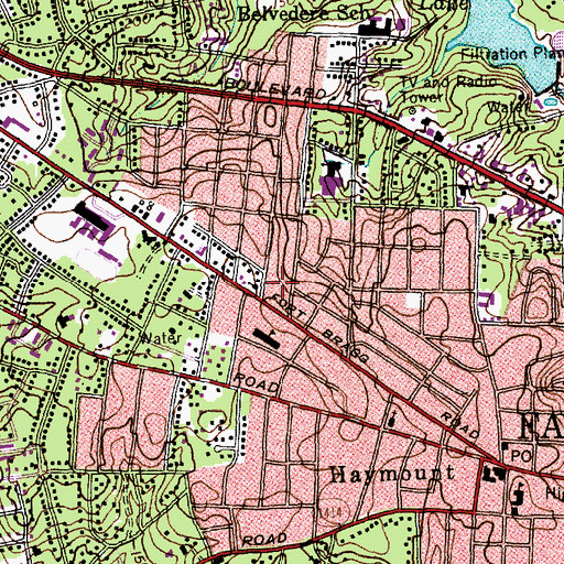 Topographic Map of WFLB-AM (Fayetteville), NC