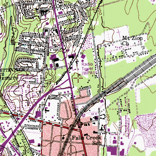 Topographic Map of WFAI-AM (Fayetteville), NC