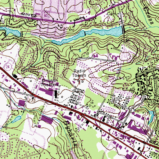 Topographic Map of WFNC-AM (Fayetteville), NC
