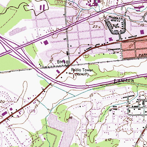 Topographic Map of WJQI-AM (New Bern), NC