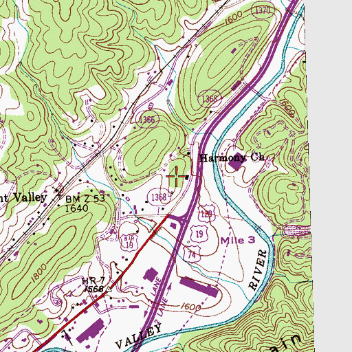 Topographic Map of WKRK-AM (Murphy), NC