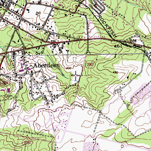 Topographic Map of WANC-AM (Aberdeen), NC