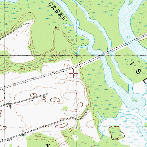 Topographic Map of WBIC-AM (New Bern-James City), NC