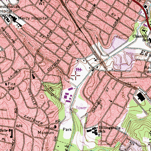 Topographic Map of WQCC-AM (Charlotte), NC