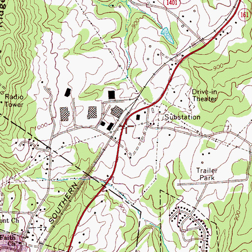 Topographic Map of WKMT-AM (Kings Mountain), NC