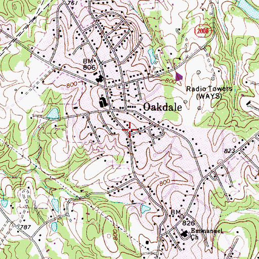 Topographic Map of WAYS-AM (Charlotte), NC