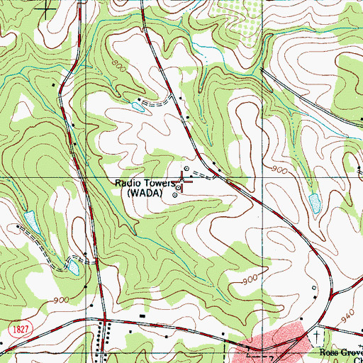 Topographic Map of WADA-AM (Shelby), NC