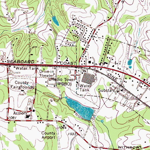Topographic Map of WBBO-AM (Forest City), NC