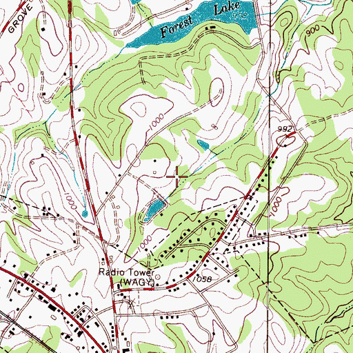 Topographic Map of WAGY-AM (Forest City), NC