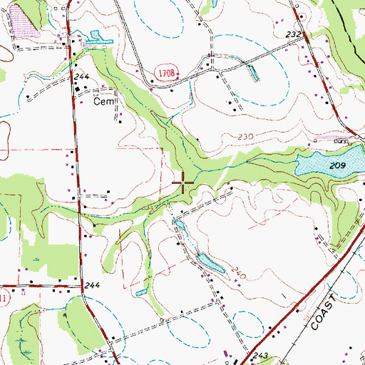 Topographic Map of WPYB-AM (Benson), NC