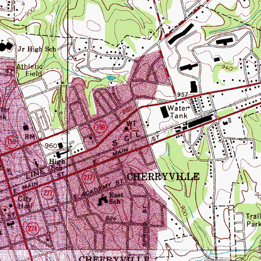Topographic Map of WCSL-AM (Cherryville), NC