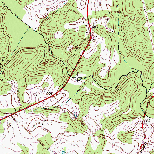 Topographic Map of WCAB-AM (Rutherfordton), NC