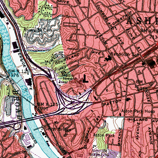 Topographic Map of WSKY-AM (Asheville), NC