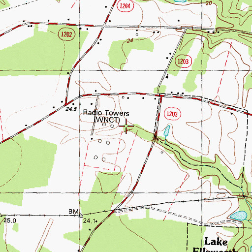Topographic Map of WNCT-AM (Greenville), NC