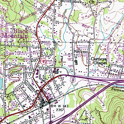 Topographic Map of WONO-AM (Black Mountain), NC