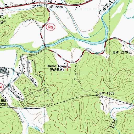 Topographic Map of WBRM-AM (Marion), NC