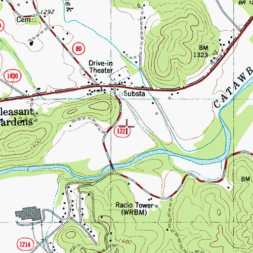 Topographic Map of WBRM-AM (Marion), NC