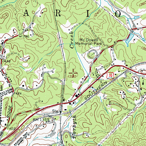 Topographic Map of WBRM-AM (Marion), NC