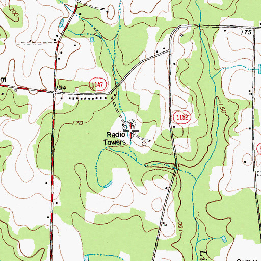 Topographic Map of WGTM-AM (Wilson), NC