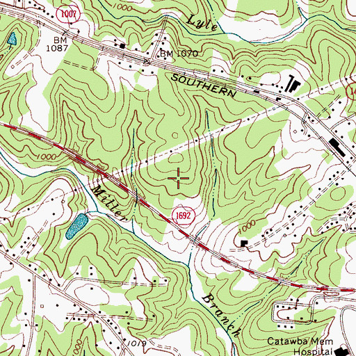 Topographic Map of WSPF-AM (Hickory), NC