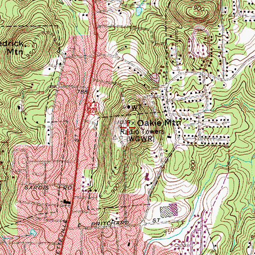 Topographic Map of WGWR-AM (Asheboro), NC