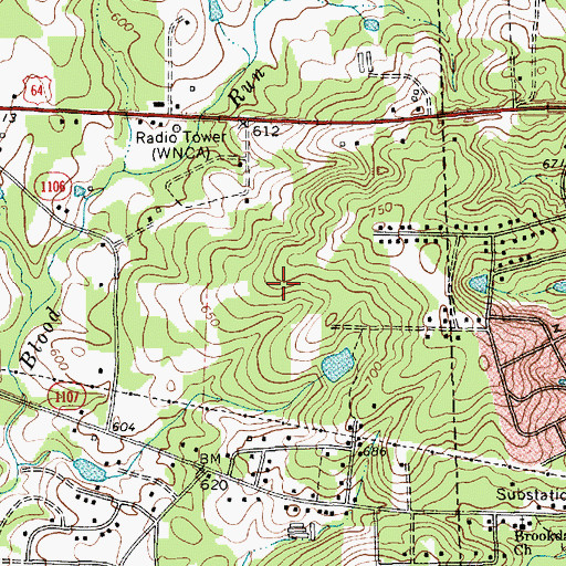 Topographic Map of WNCA-AM (Siler City), NC