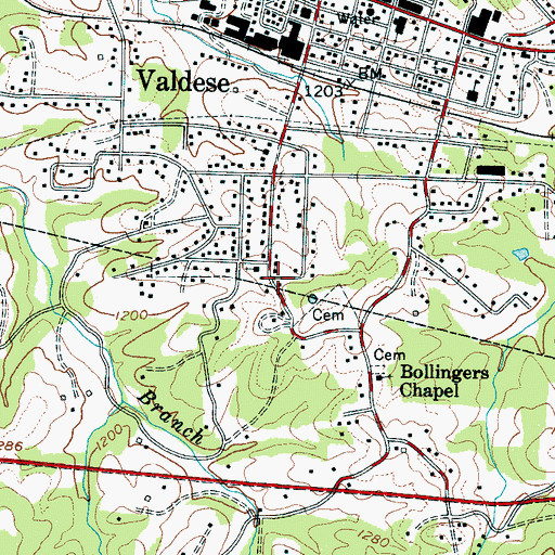 Topographic Map of WSVM-AM (Valdese), NC