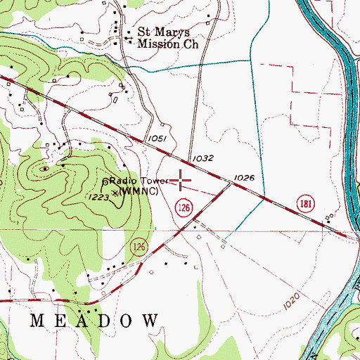 Topographic Map of WMNC-AM (Morganton), NC