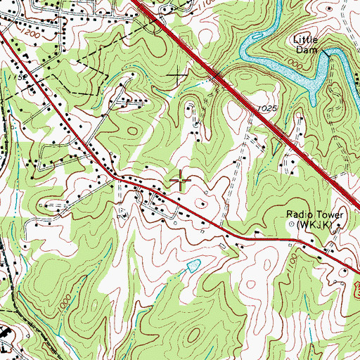 Topographic Map of WKJK-AM (Granite Falls), NC
