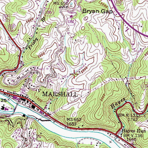 Topographic Map of WMMH-AM (Marshall), NC