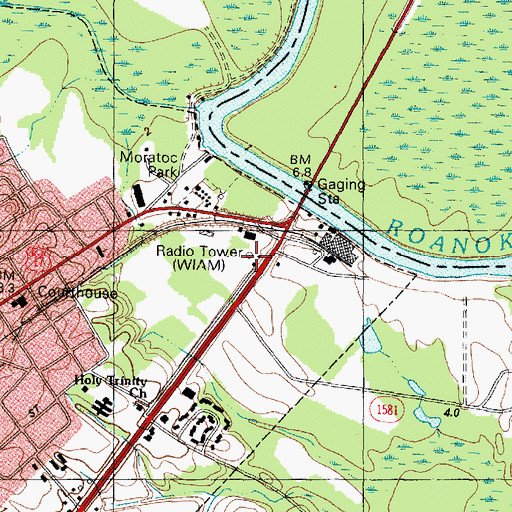 Topographic Map of WIAM-AM (Williamston), NC