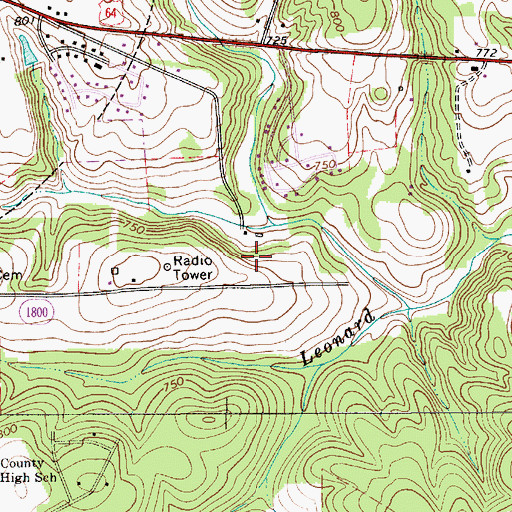Topographic Map of WDSL-AM (Mocksville), NC